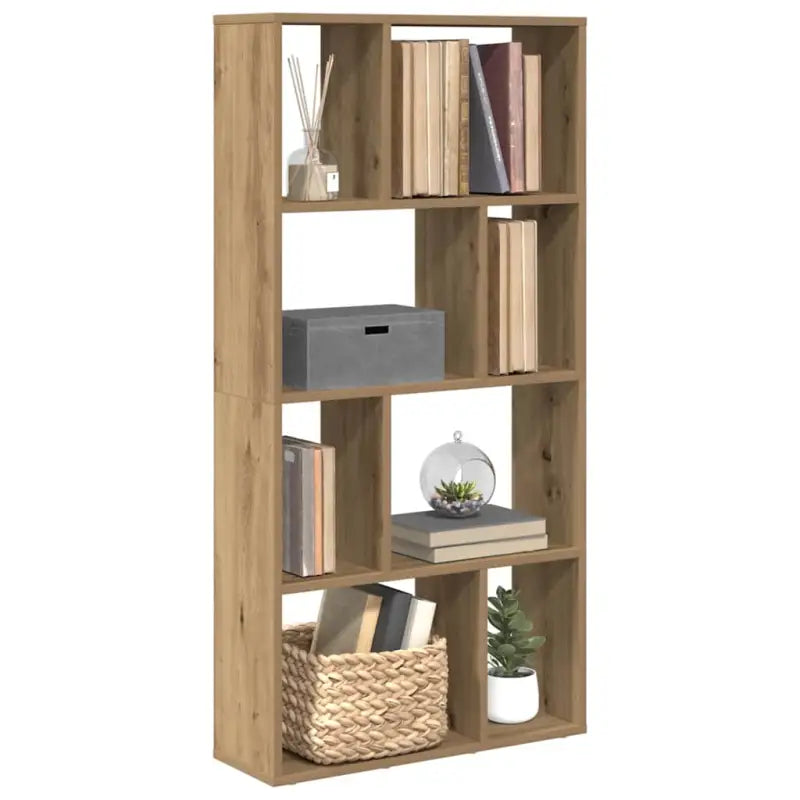 Moderne boekenkast van bewerkt hout met geometrisch design - artisanaal eikenkleurig / 1 / 60 cm - Boekenkasten