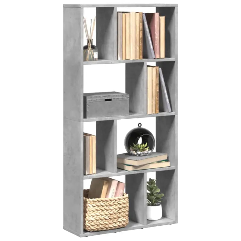 Moderne boekenkast van bewerkt hout met geometrisch design - Betongrijs / 1 / 60 cm - Boekenkasten