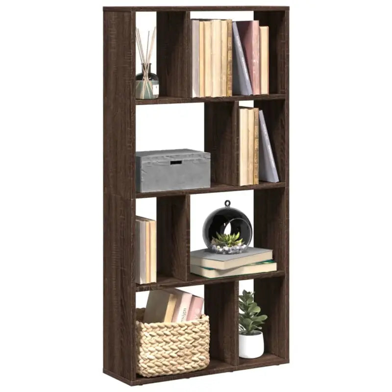 Moderne boekenkast van bewerkt hout met geometrisch design - bruin eikenkleur / 1 / 60 cm - Boekenkasten