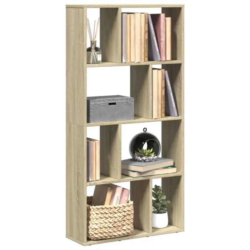 Moderne boekenkast van bewerkt hout met geometrisch design - Sonoma eiken / 1 / 60 cm - Boekenkasten