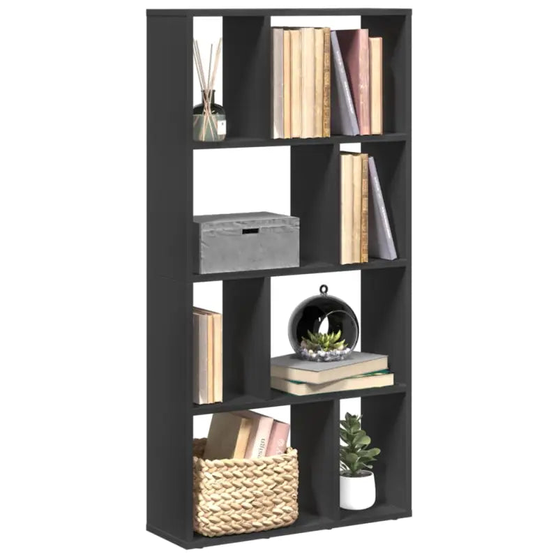 Moderne boekenkast van bewerkt hout met geometrisch design - Zwart / 1 / 60 cm - Boekenkasten