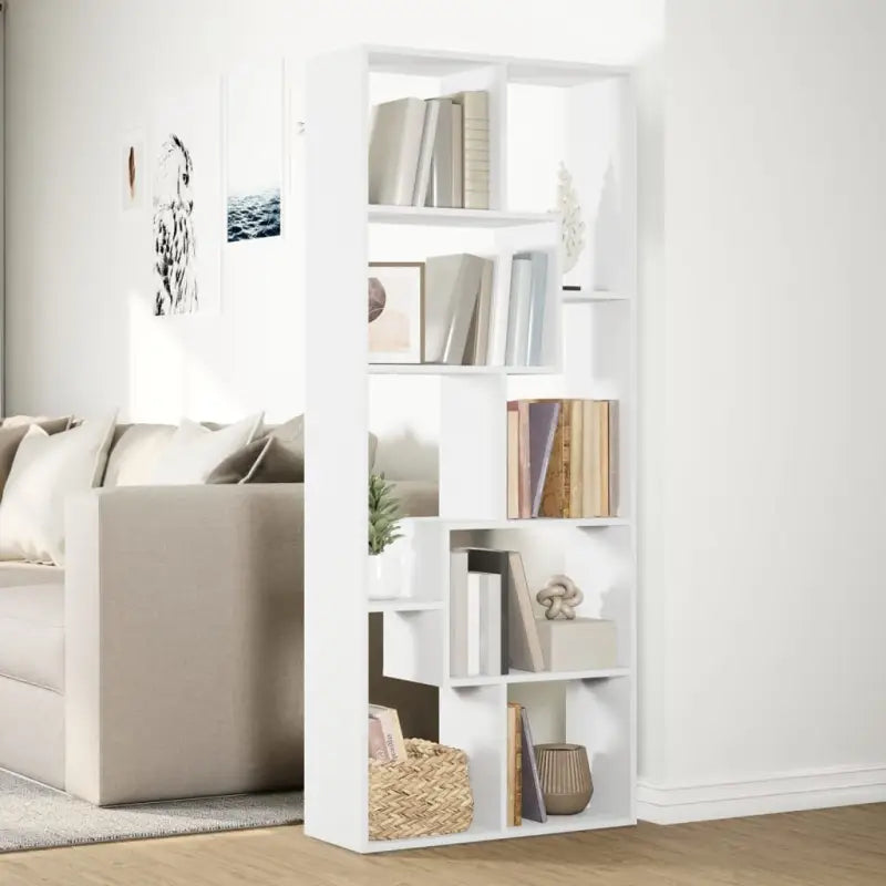 Moderne boekenkast van bewerkt hout met geometrisch ontwerp - Boekenkasten
