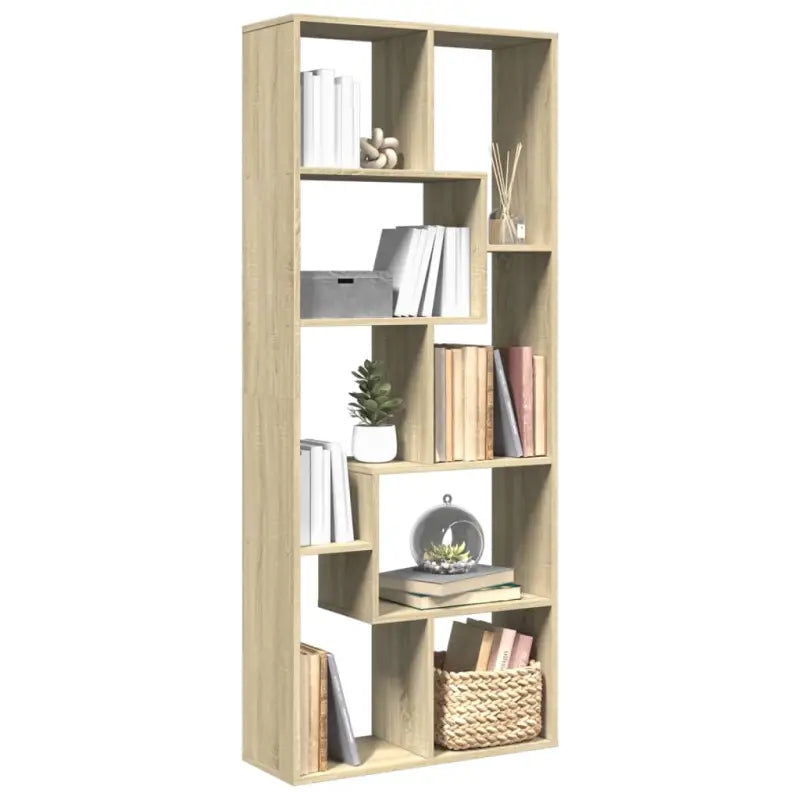 Moderne boekenkast van bewerkt hout met geometrisch ontwerp - Sonoma eiken / 1 - Boekenkasten