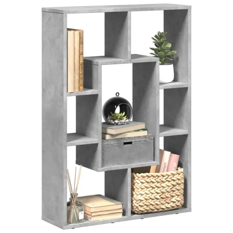 Moderne boekenkast van bewerkt hout voor een stijlvolle inrichting - Betongrijs / 1 - Boekenkasten