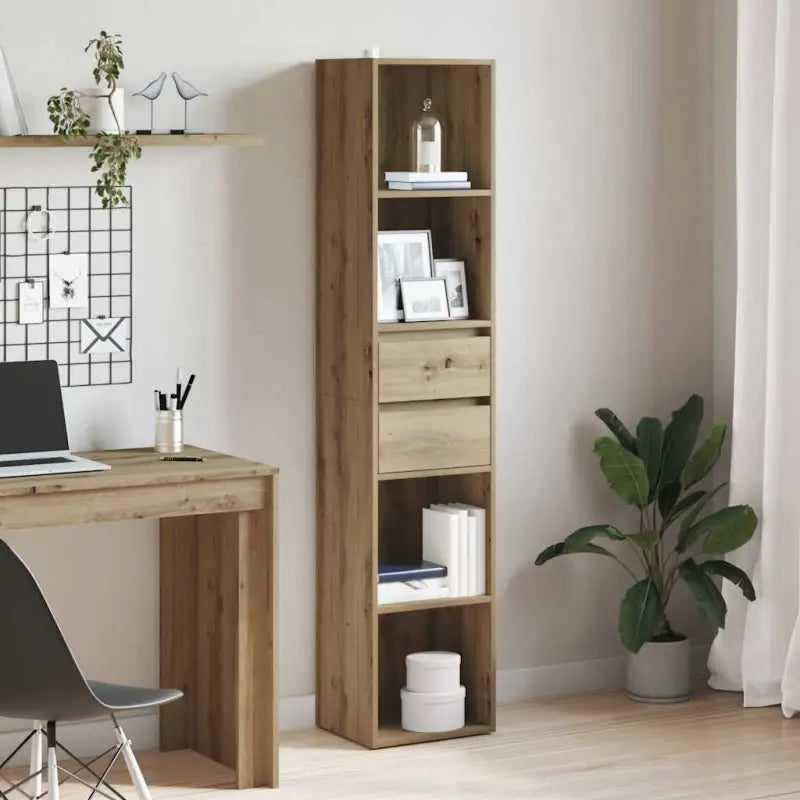 Moderne boekenkast van bewerkt hout voor een strakke inrichting - artisanaal eikenkleurig / 1 - Boekenkasten