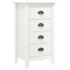 Moderne buffetkast van massief grenenhout met vier lades - Wit / 46 x 35 x 80 cm / 1 - Dressoirs & buffetkasten