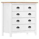 Moderne buffetkast van massief grenenhout met vier lades - Wit en bruin / 79 x 40 x 80 cm / 1 - Dressoirs & buffetkasten