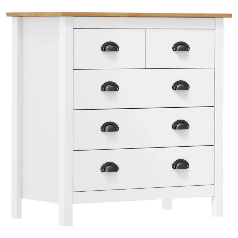 Moderne buffetkast van massief grenenhout met vier lades - Wit en bruin / 79 x 40 x 80 cm / 1 - Dressoirs & buffetkasten