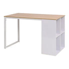 Moderne bureau met bewerkt hout en stalen poten voor kantoor of studeerkamer - Eiken en wit - Bureaus