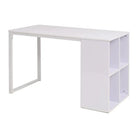 Moderne bureau met bewerkt hout en stalen poten voor kantoor of studeerkamer - Wit - Bureaus