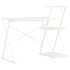 Moderne bureau met praktisch schap en stevige planken - Wit - Bureaus