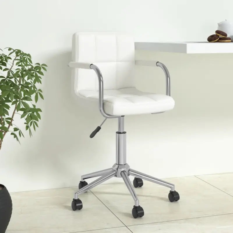 Moderne draaibare bureaustoel met kunstlederen bekleding - Wit / 1 - Bureaustoelen