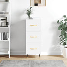 Moderne dressoir met bewerkt hout en metalen poten in gerookt eiken - Wit / 1 - Dressoirs & buffetkasten