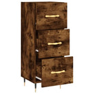 Moderne dressoir met bewerkt hout en metalen poten in gerookt eiken - Dressoirs & buffetkasten