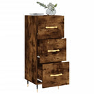 Moderne dressoir met bewerkt hout en metalen poten in gerookt eiken - Dressoirs & buffetkasten