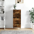Moderne dressoir met bewerkt hout en metalen poten in gerookt eiken - Dressoirs & buffetkasten