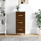 Moderne dressoir met bewerkt hout en metalen poten in gerookt eiken - Bruineiken / 1 - Dressoirs & buffetkasten