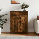 Moderne dressoir met bewerkt hout en metalen poten voor een tijdloze uitstraling - Gerookt eiken / 1 - Dressoirs &