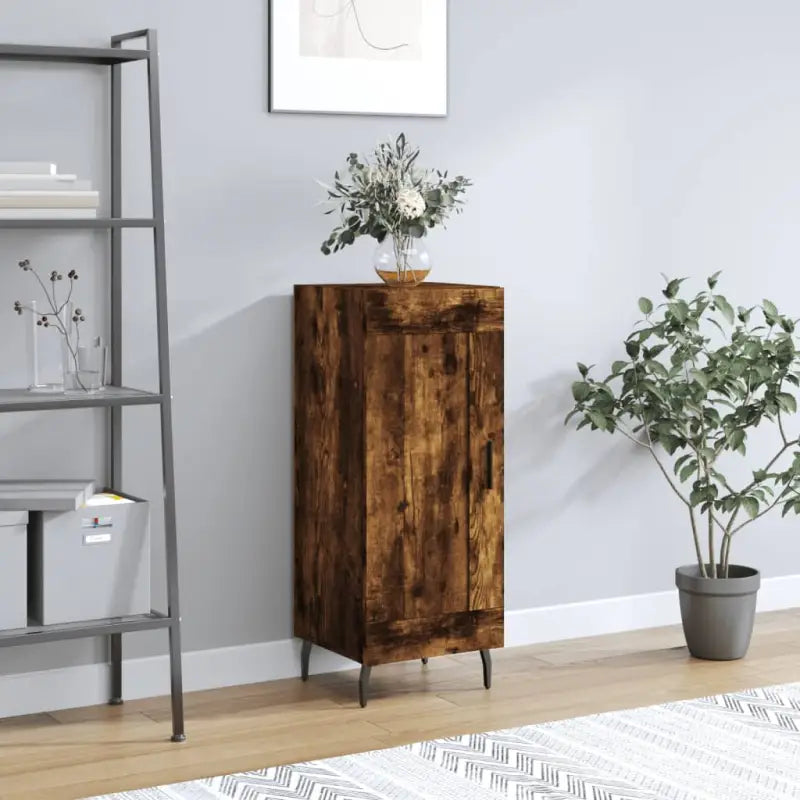 Moderne dressoir met bewerkt hout en metalen poten voor een tijdloze look - Gerookt eiken / 1 - Dressoirs & buffetkasten