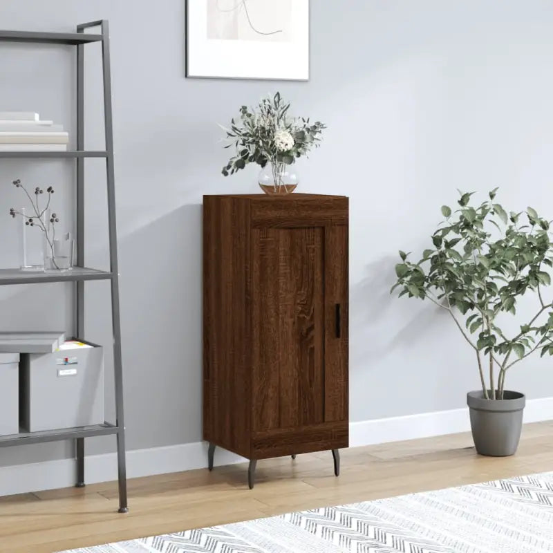 Moderne dressoir met bewerkt hout en metalen poten voor een tijdloze look - Bruineiken / 1 - Dressoirs & buffetkasten