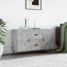 Moderne dressoir met bewerkt hout en metalen poten voor een tijdloze uitstraling - Betongrijs / 1 - Dressoirs &