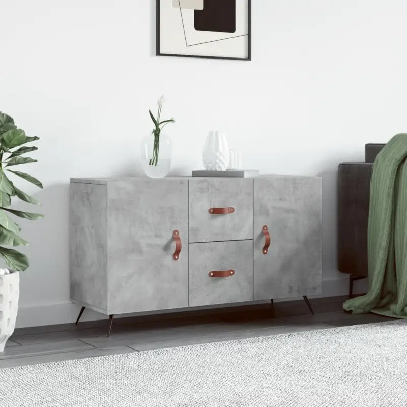 Moderne dressoir met bewerkt hout en metalen poten voor een tijdloze uitstraling - Betongrijs / 1 - Dressoirs &