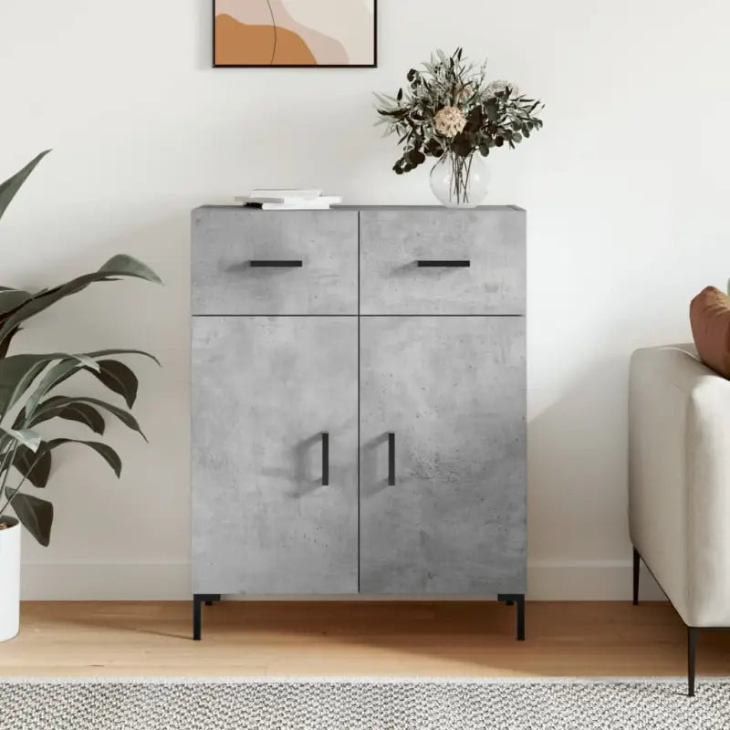 Moderne dressoir met bewerkt hout en metalen poten voor een tijdloze uitstraling - Betongrijs / 1 - Dressoirs &