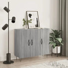 Moderne dressoir met bewerkt hout en metalen poten voor een tijdloze uitstraling - Grijs sonoma / 1 - Dressoirs &