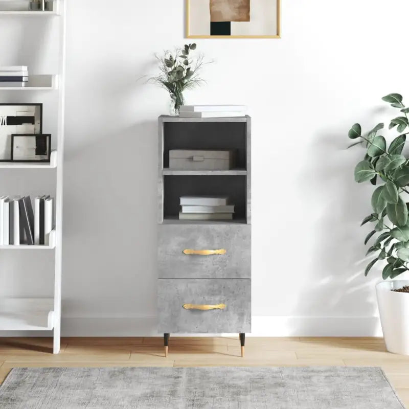 Moderne dressoir met bewerkt hout en metalen poten voor een tijdloze uitstraling - Betongrijs / 1 - Dressoirs &