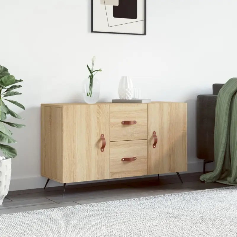 Moderne dressoir met bewerkt hout en metalen poten voor een tijdloze uitstraling - Sonoma eiken / 1 - Dressoirs &
