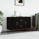 Moderne dressoir met bewerkt hout en metalen poten voor een tijdloze uitstraling - Zwart / 1 - Dressoirs & buffetkasten