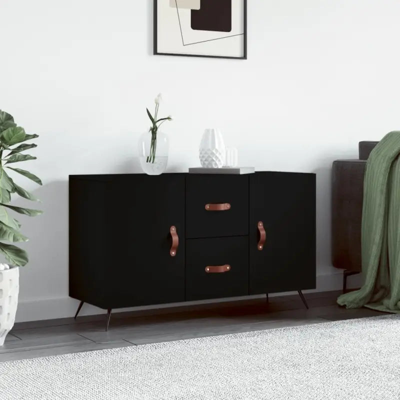 Moderne dressoir met bewerkt hout en metalen poten voor een tijdloze uitstraling - Zwart / 1 - Dressoirs & buffetkasten