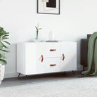 Moderne dressoir met bewerkt hout en metalen poten voor een tijdloze uitstraling - Hoogglans wit / 1 - Dressoirs &