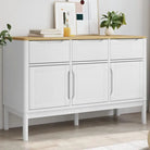 Moderne dressoir met massief grenenhout en houten poten - Wit / 1 - Dressoirs & buffetkasten