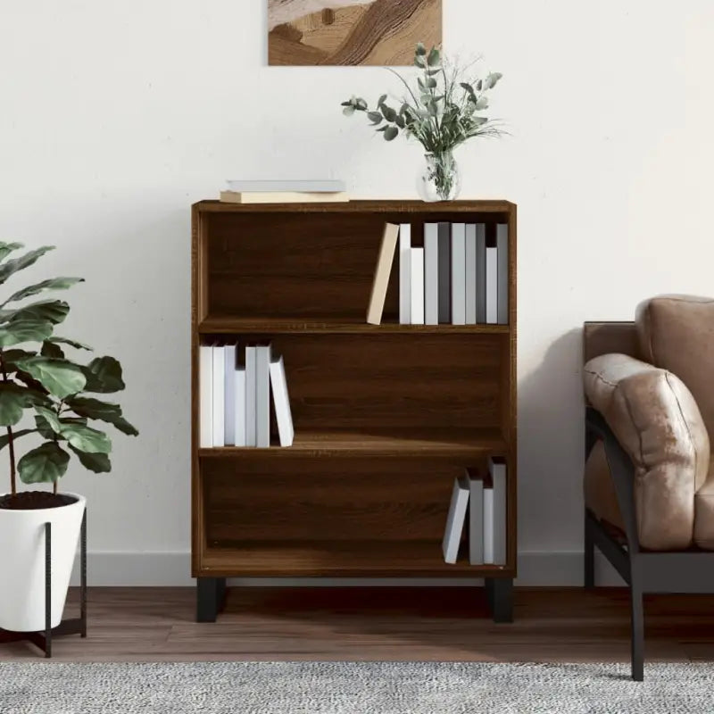 Moderne dressoir met metalen poten en bewerkt hout - Bruineiken / 1 - Dressoirs & buffetkasten