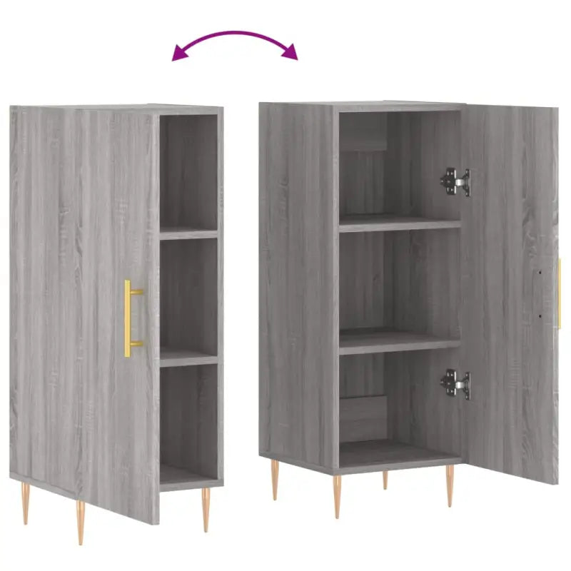 Moderne Dressoir met metalen poten en bewerkt hout in grijs sonoma - Dressoirs & buffetkasten