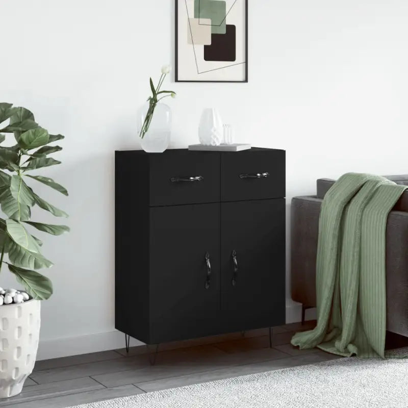 Moderne dressoir met metalen poten en bewerkt hout voor een tijdloze uitstraling - Zwart / 1 - Dressoirs & buffetkasten