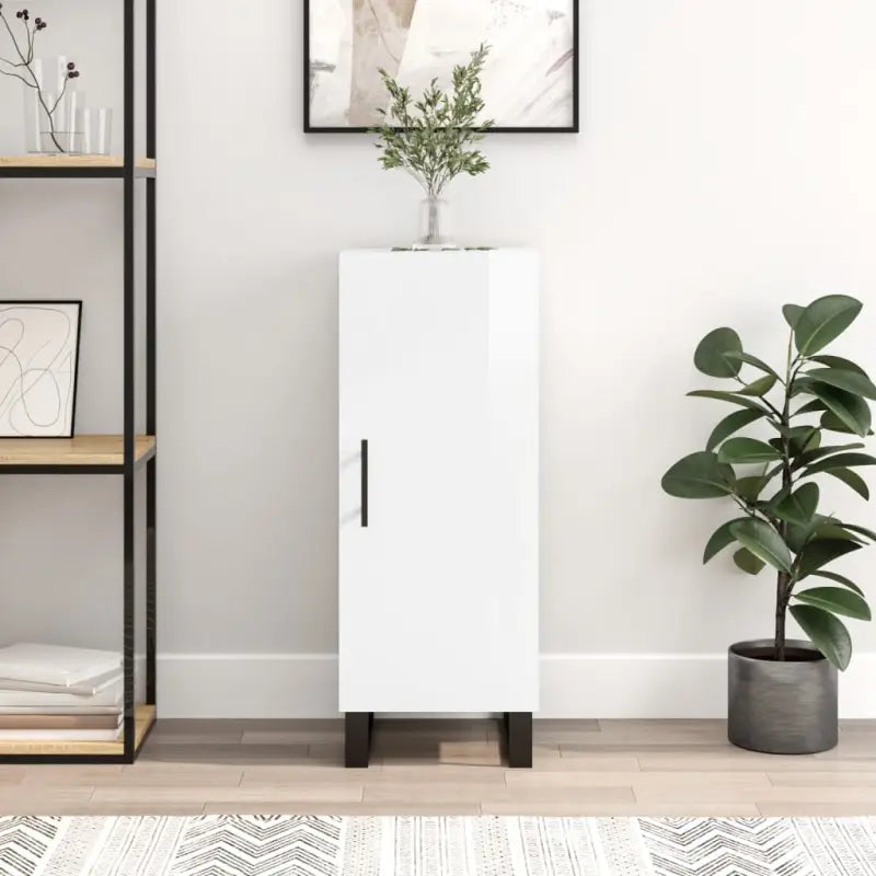 Moderne dressoir met metalen poten en bewerkt hout voor een tijdloze look - Hoogglans wit / 1 - Dressoirs & buffetkasten