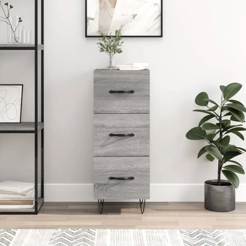 Moderne dressoir met metalen poten en bewerkt hout voor een tijdloze uitstraling - Grijs sonoma / 1 - Dressoirs &