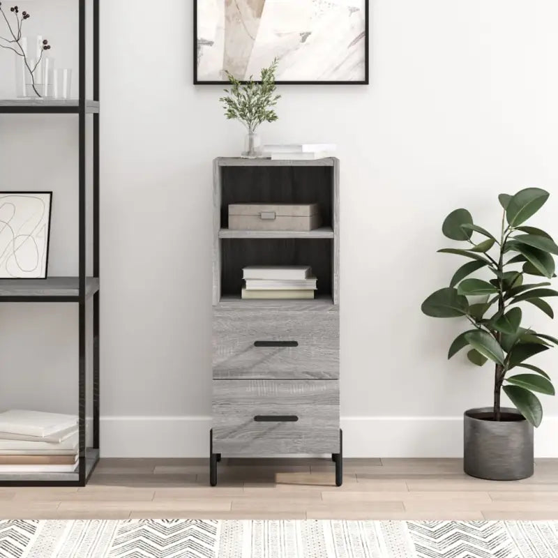 Moderne dressoir met metalen poten en bewerkt hout voor een tijdloze uitstraling - Grijs sonoma / 1 - Dressoirs &