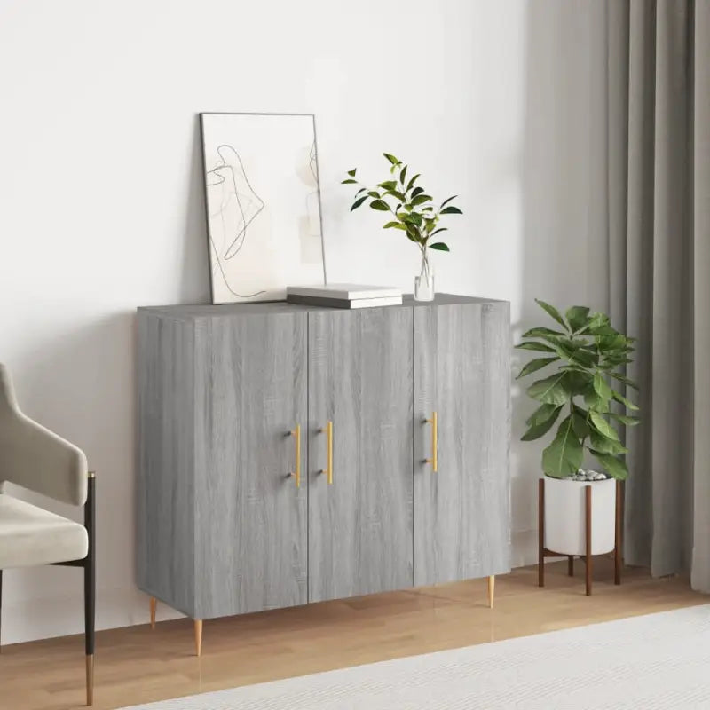Moderne dressoir met metalen poten en bewerkt hout voor een tijdloze uitstraling - Grijs sonoma / 1 - Dressoirs &