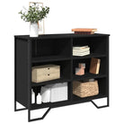 Moderne dressoir met metalen poten en bewerkt hout voor een tijdloze uitstraling - Zwart / 1 / 91 cm - Dressoirs &