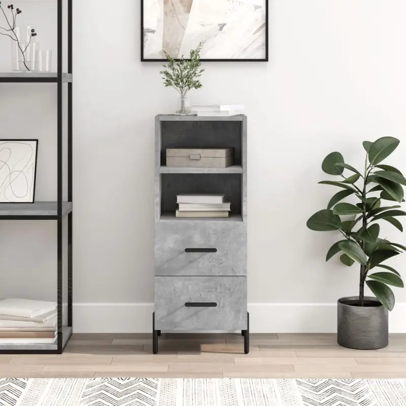 Moderne dressoir met metalen poten en bewerkt hout voor een tijdloze uitstraling - Betongrijs / 1 - Dressoirs &