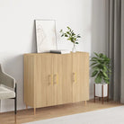 Moderne dressoir met metalen poten en bewerkt hout voor een tijdloze uitstraling - Sonoma eiken / 1 - Dressoirs &