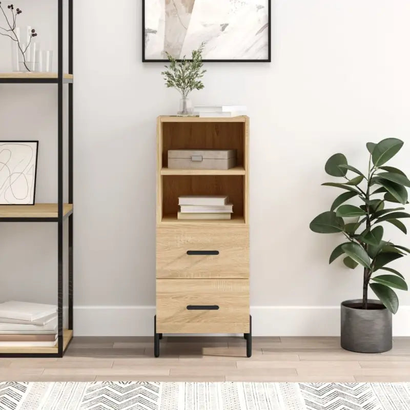 Moderne dressoir met metalen poten en bewerkt hout voor een tijdloze uitstraling - Sonoma eiken / 1 - Dressoirs &