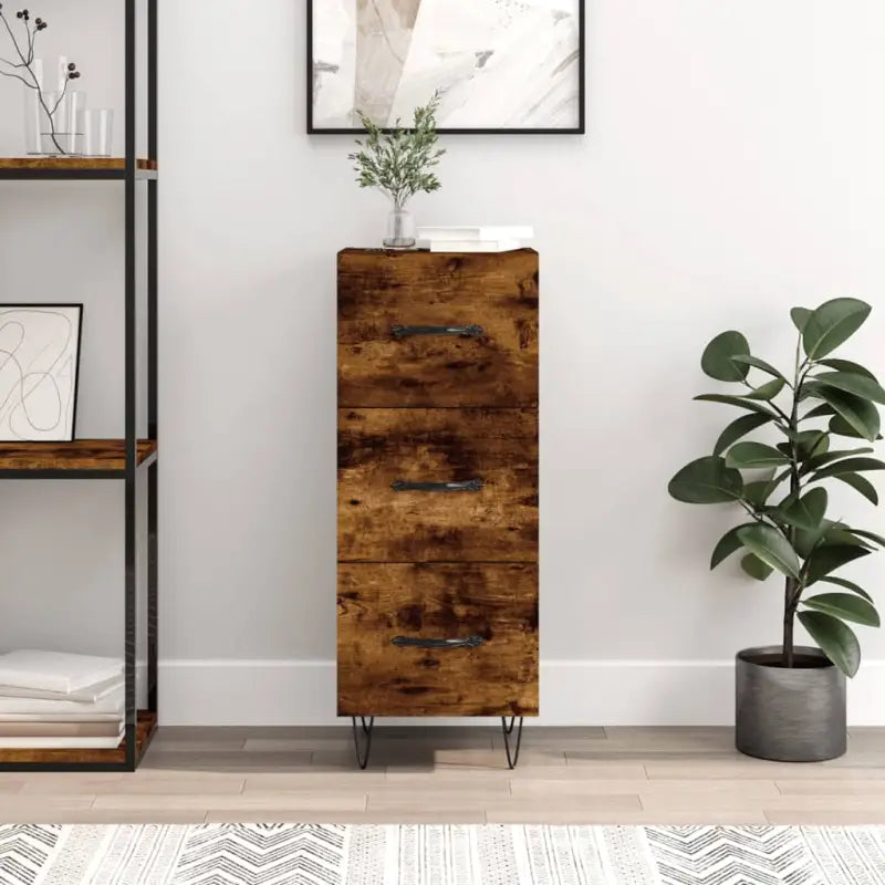 Moderne dressoir met metalen poten en bewerkt hout voor een tijdloze uitstraling - Gerookt eiken / 1 - Dressoirs &