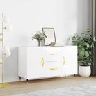 Moderne dressoir met metalen poten en bewerkt hout voor thuis - Hoogglans wit / 1 - Dressoirs & buffetkasten