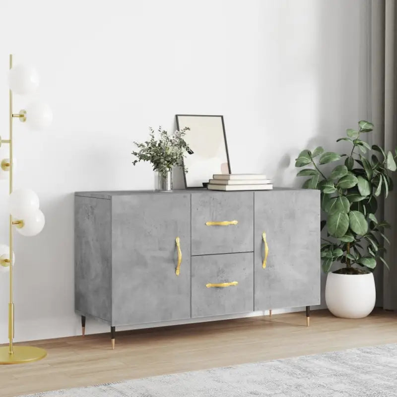 Moderne dressoir met metalen poten en bewerkt hout voor thuis - Betongrijs / 1 - Dressoirs & buffetkasten