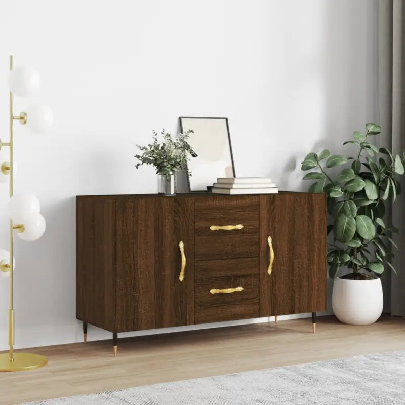 Moderne dressoir met metalen poten en bewerkt hout voor thuis - bruin eikenkleur / 1 - Dressoirs & buffetkasten