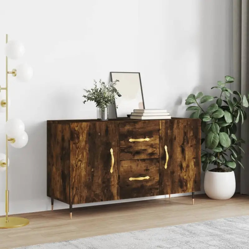 Moderne dressoir met metalen poten en bewerkt hout voor thuis - Gerookt eiken / 1 - Dressoirs & buffetkasten